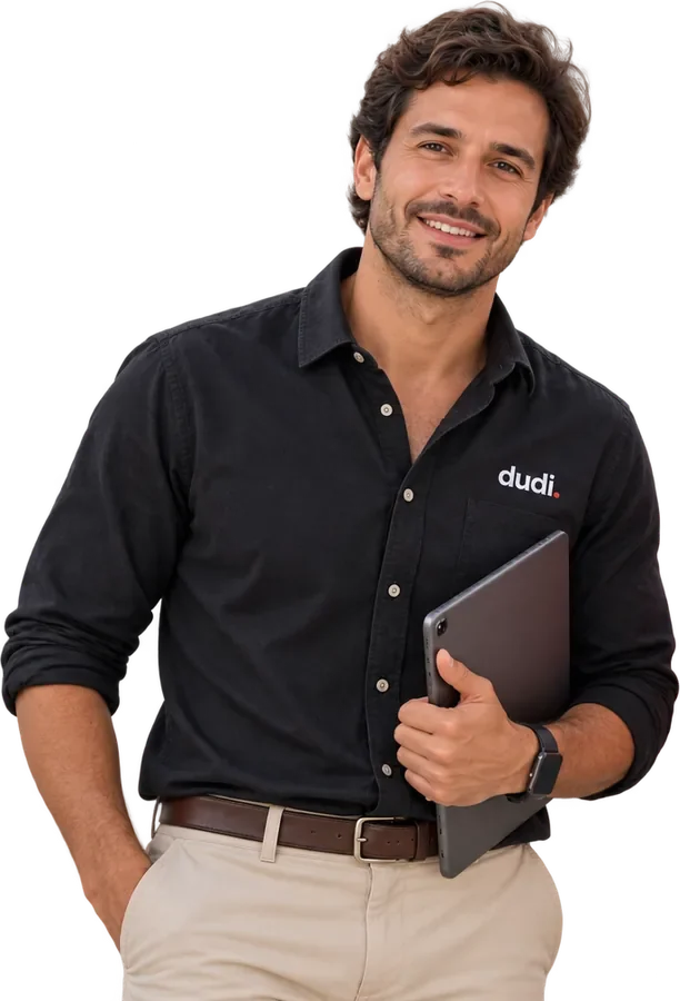 Asesor de dudi con su tablet